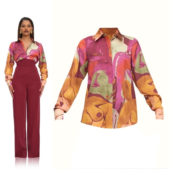 NWT Andrea lyamah Vana Shirt (Eve) • $230 MSRP Colorful Blouse size 4 - Picture 1 of 6